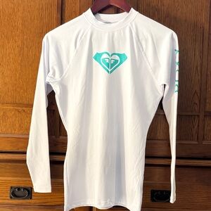 Roxy White and Teal Long Sleeve Top